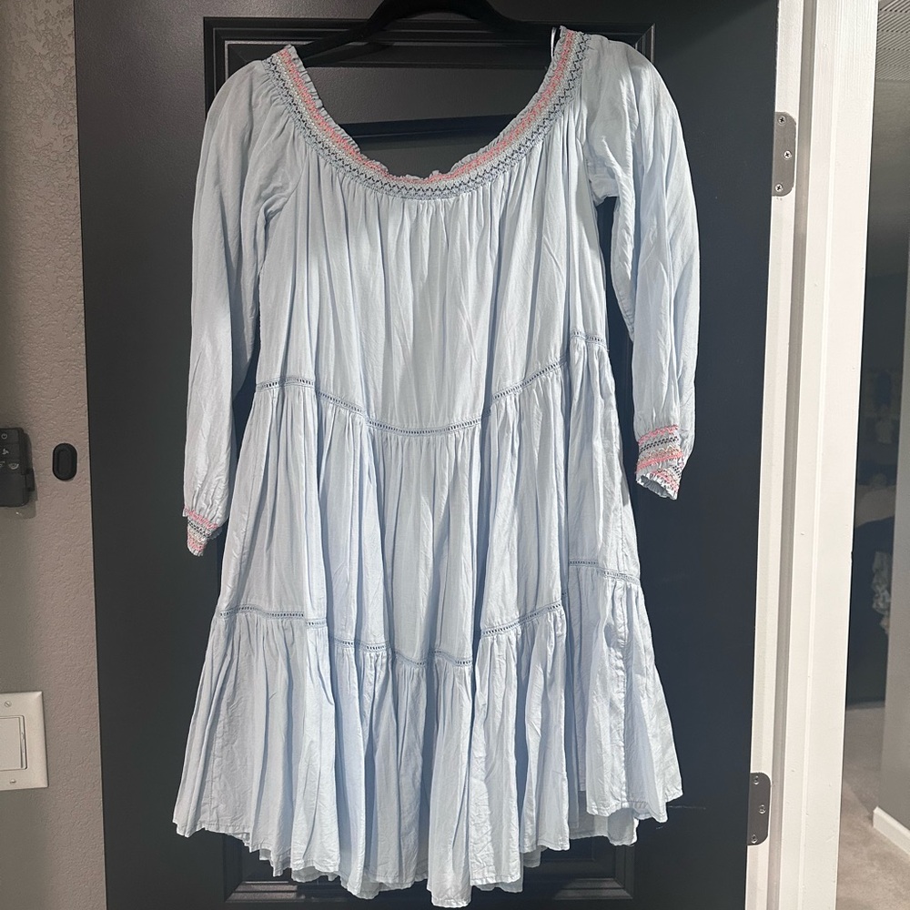 FREE PEOPLE Sunbeams Mini Dress NWOT SZ XL Blue - Picture 2 of 3